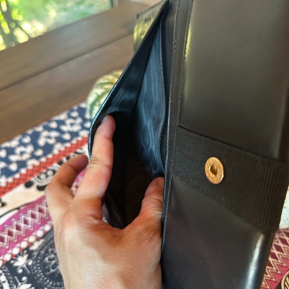 Salvatore Ferragamo Vara Ribbon Leather Bi-fold Long Wallet Black Gold, EUC - Picture 9 of 12